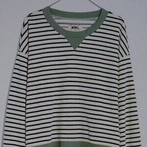 Madewell Velour Crewneck Sweatshirt In Stripe Size M